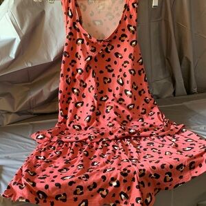 Coral Leopard Print by JoySpun pajama tank top & shorts